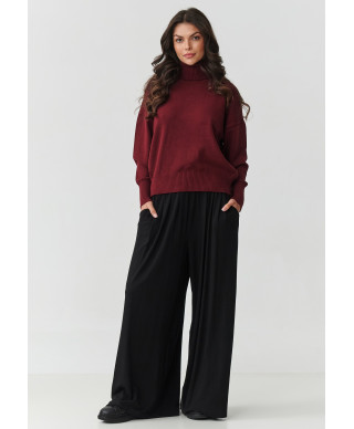 viskozinis megztinis moteriskas su golfu bordo S165