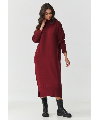 suknele swetrowa midi su półgolfem bordo S166
