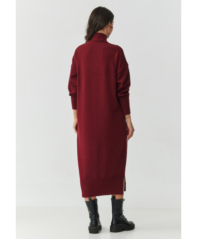 suknele swetrowa midi su półgolfem bordo S166