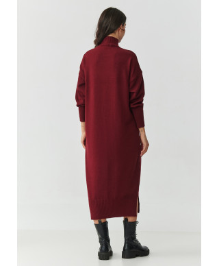 suknele swetrowa midi su półgolfem bordo S166
