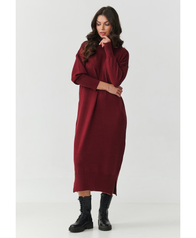 suknele swetrowa midi su półgolfem bordo S166