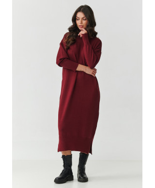 suknele swetrowa midi su półgolfem bordo S166
