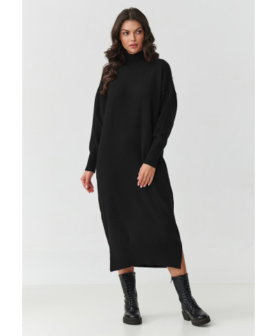 suknele swetrowa midi su półgolfem juoda S166