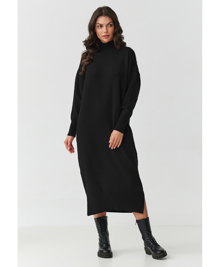 suknele swetrowa midi su półgolfem juoda S166