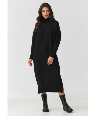 suknele swetrowa midi su półgolfem juoda S166