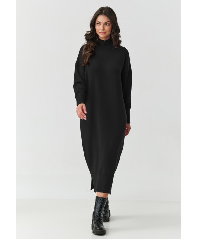 suknele swetrowa midi su półgolfem juoda S166