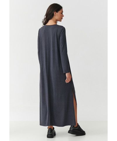 Viskozes maksi kleita ar šķēlumiem antracīta krāsā M895