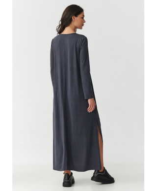 Viskozes maksi kleita ar šķēlumiem antracīta krāsā M895