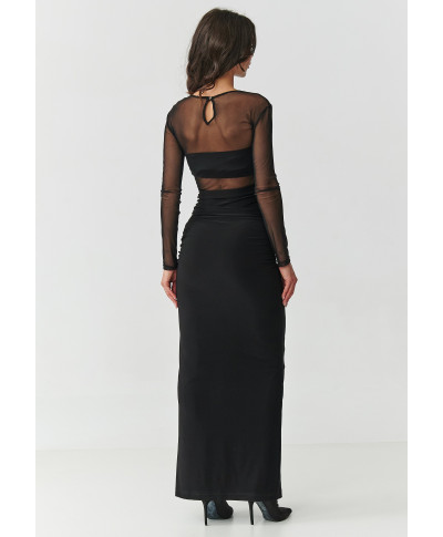 suknele maxi su tiulowym wykończeniem juoda M911