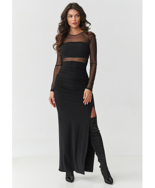 suknele maxi su tiulowym wykończeniem juoda M911