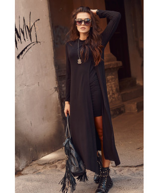 viskozine maxi suknele su skiliu juoda M909