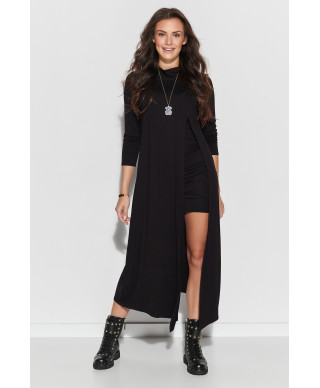 viskozine maxi suknele su skiliu juoda M909