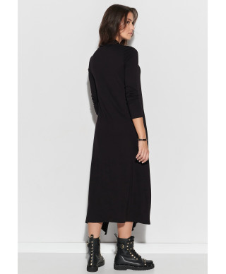 viskozine maxi suknele su skiliu juoda M909