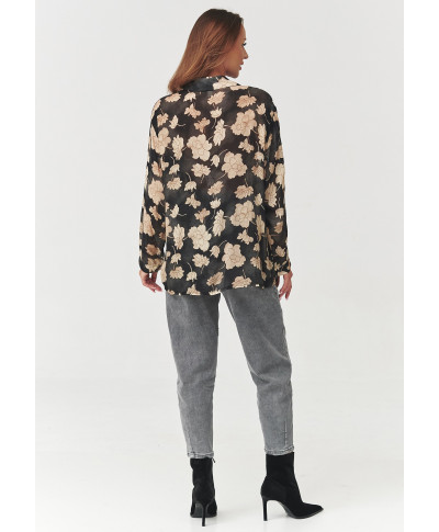 Moteriški smėlio spalvos marškiniai su gėlėmis C5