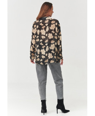 Sieviešu smilškrāsas krekls ar ziediem C5