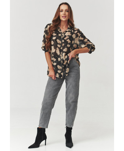 Sieviešu smilškrāsas krekls ar ziediem C5