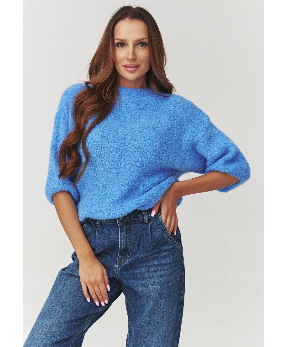 Miękki megztinis moteriskas su rankovemis za łokieć blue jeans C8