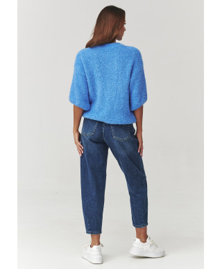 Miękki megztinis moteriskas su rankovemis za łokieć blue jeans C8