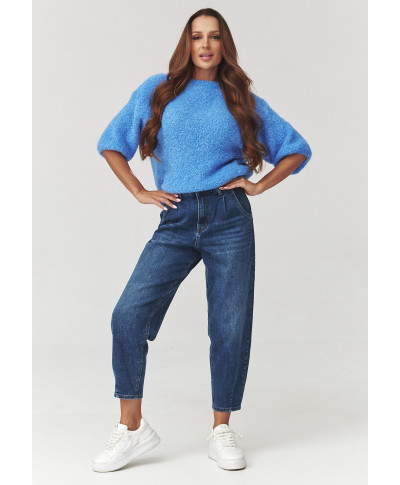 Miękki megztinis moteriskas su rankovemis za łokieć blue jeans C8