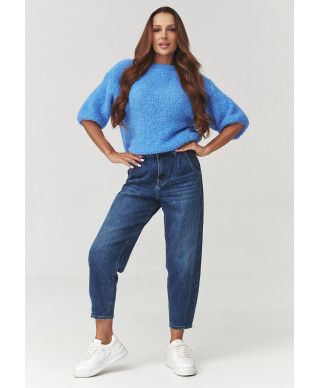 Miękki megztinis moteriskas su rankovemis za łokieć blue jeans C8