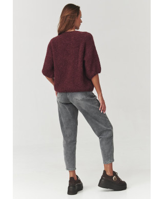 Miękki megztinis moteriskas su rankovemis za łokieć bordo C8