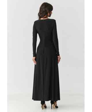 suknele maxi su iskirpte  serek ir marszczeniem juoda M906