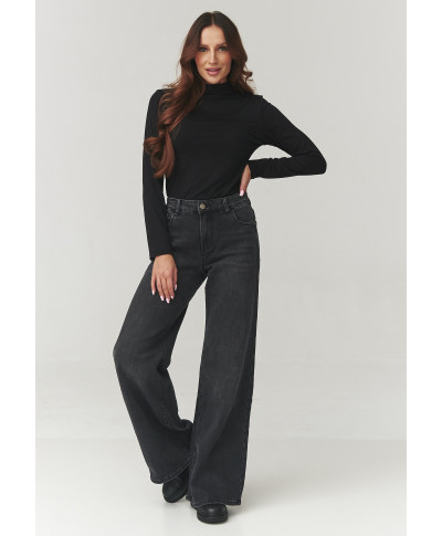 Sieviešu basic blūze ar pusgolfu melna C15