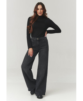 Sieviešu basic blūze ar pusgolfu melna C15