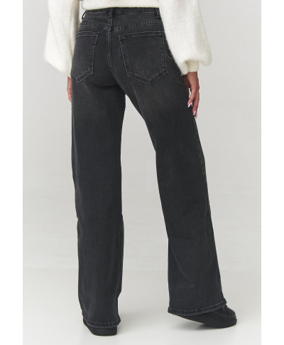 Jeansy damskie baggy su szerokimi nogawkami czarne C26