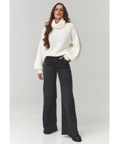 Jeansy damskie baggy su szerokimi nogawkami czarne C26