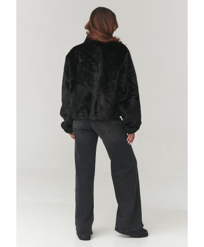 moteriska striuke su miękkiego futerka juoda C28