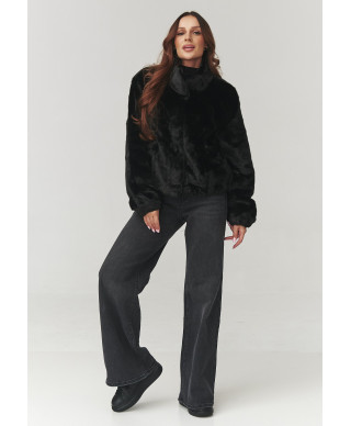 moteriska striuke su miękkiego futerka juoda C28