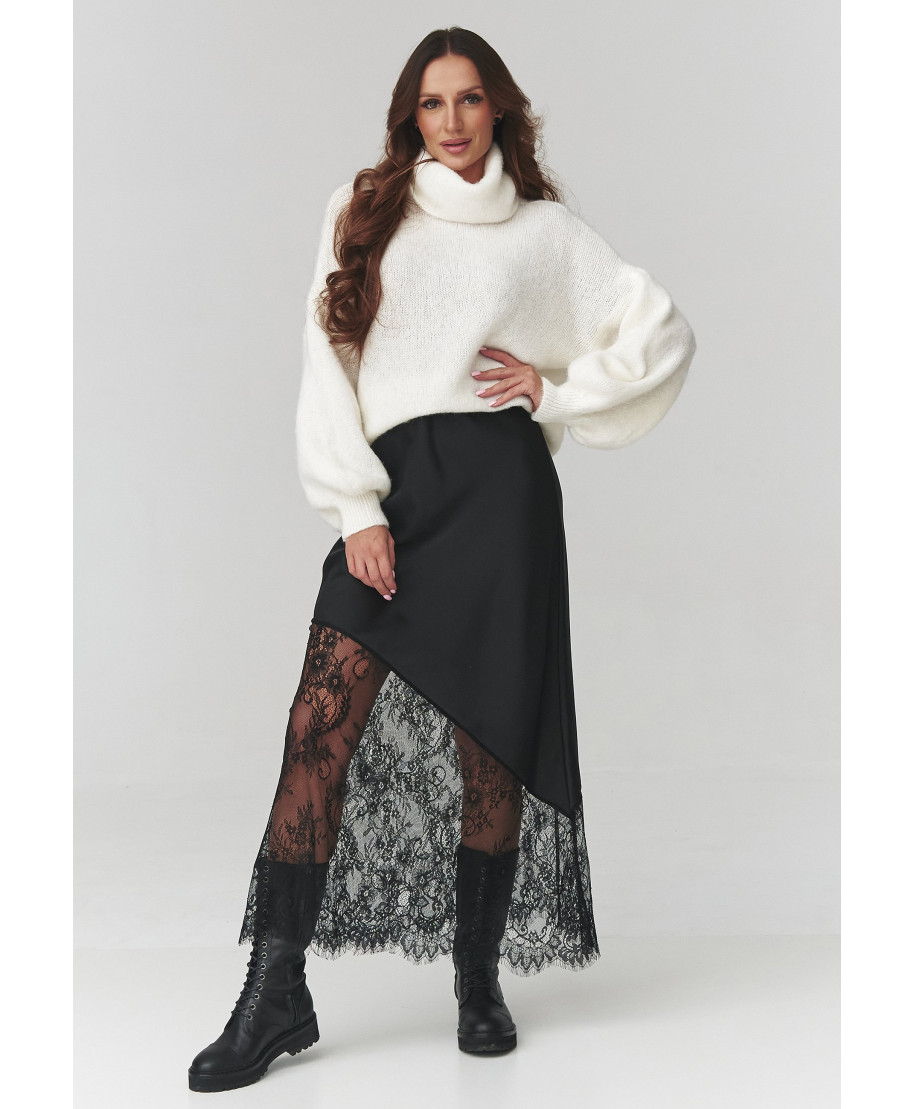 sijonas su koronkowym wykończeniem juoda C22