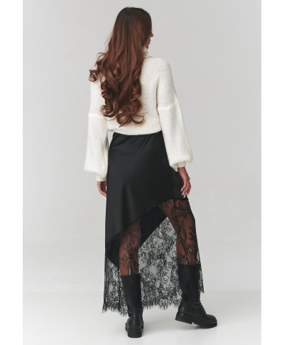 sijonas su koronkowym wykończeniem juoda C22