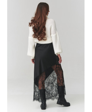 sijonas su koronkowym wykończeniem juoda C22