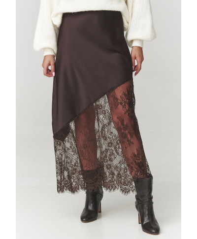 sijonas su koronkowym wykończeniem sokoladine C22