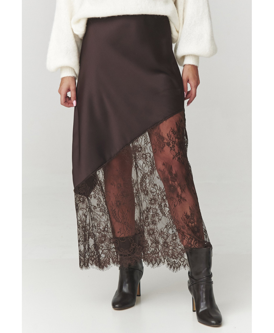 sijonas su koronkowym wykończeniem sokoladine C22