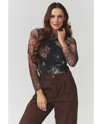 Blūze ar pusgolfu un ziedu apdruku C18