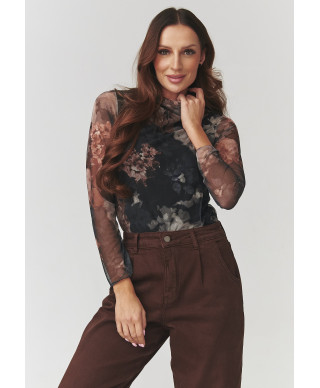 Blūze ar pusgolfu un ziedu apdruku C18