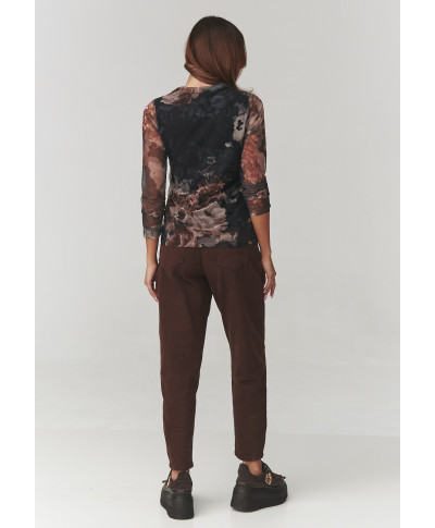 Palaidinė su pusiniu golfu ir gėlių raštu C18