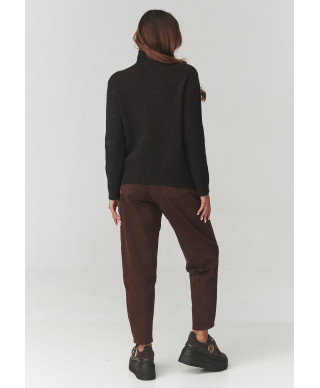 Stylowy megztinis moteriskas su golfu sokoladinis C20