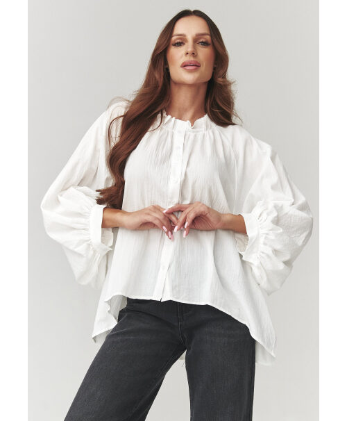 Elegantiški moteriški oversize marškiniai balti C24