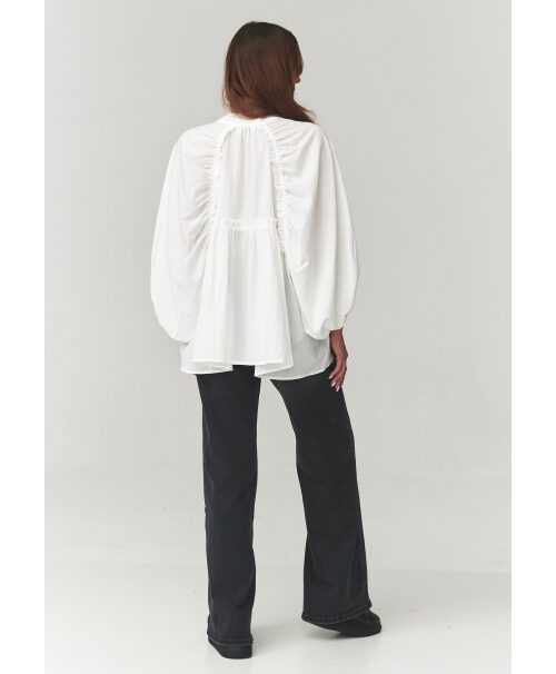 Elegantiški moteriški oversize marškiniai balti C24