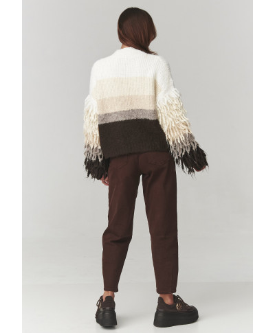 Džemperis sievietēm ar bārkstīm smilškrāsas C25