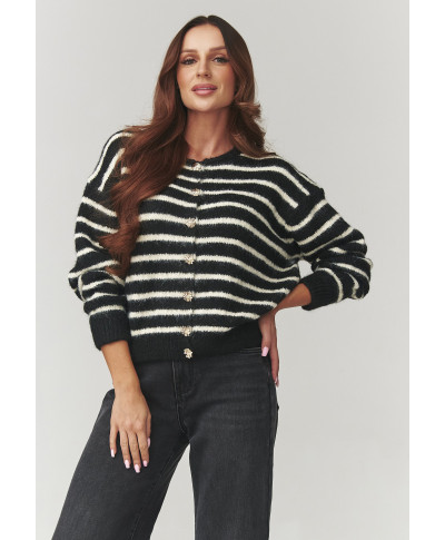 megztinis moteriskas dryzuotas uzsegsamas su sagomis juodas C23