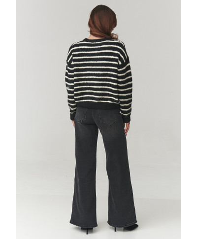 megztinis moteriskas dryzuotas uzsegsamas su sagomis juodas C23