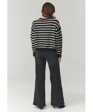 megztinis moteriskas dryzuotas uzsegsamas su sagomis juodas C23