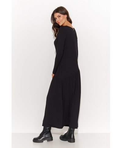 suknele maxi is viskozes juoda M915