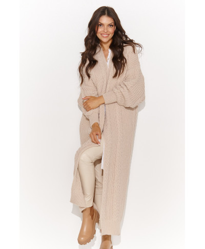 apgaubiantis moteriskas atviras ilgas megztinis nude NU_S91