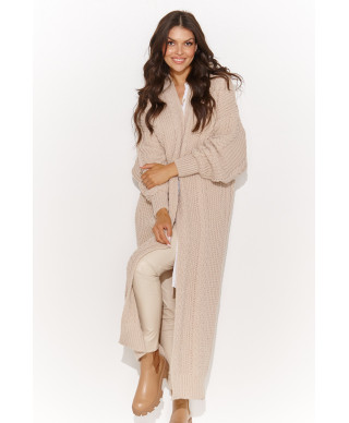 apgaubiantis moteriskas atviras ilgas megztinis nude NU_S91